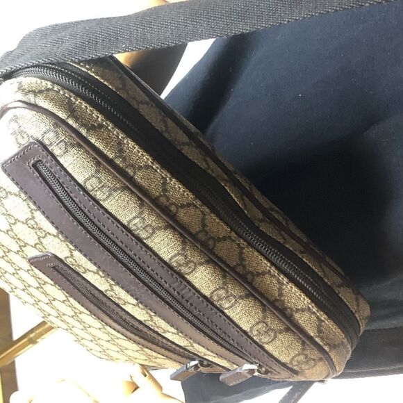 M GUCCI GG Supreme Coated Canvas and Leather Crossbody Messenger Bag VINTAGE - Picture 7 of 17